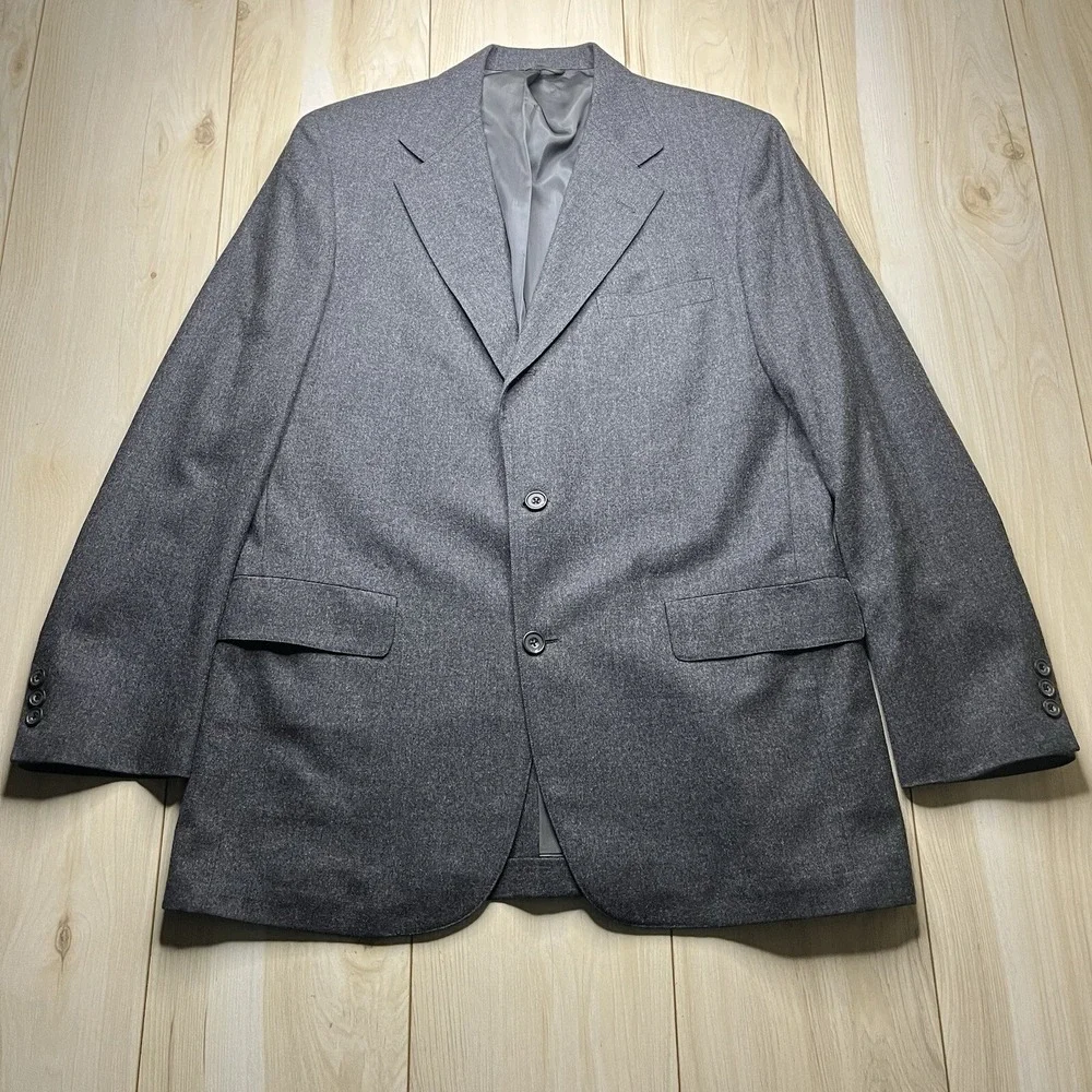 Christian Dior Monsieur Wool Flannel Sports Coat  2 Button Blazer Gray Mens 42R